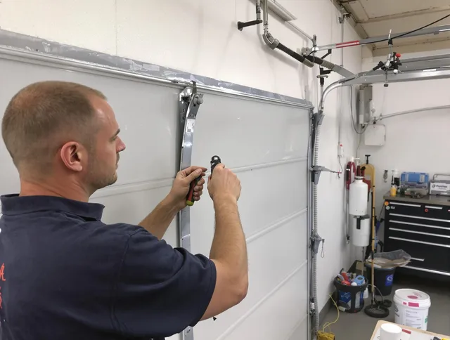 Before and after garage door dent repair by Duxbury Garage Door Repair in Duxbury