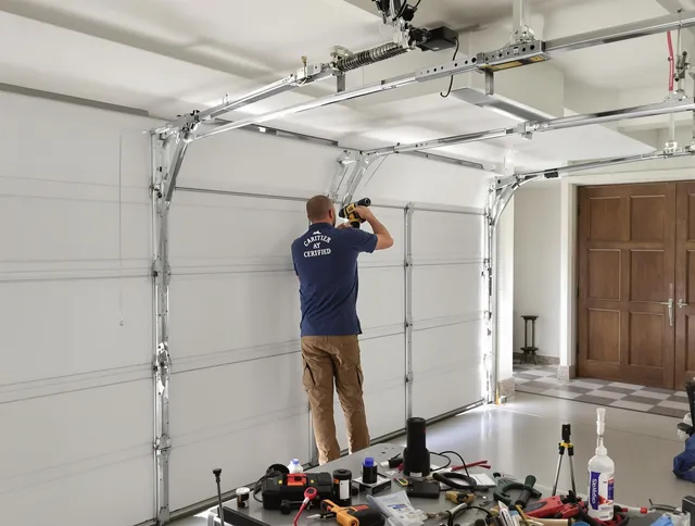 Duxbury Garage Door Repair certified technician performing precision garage door repair in Duxbury