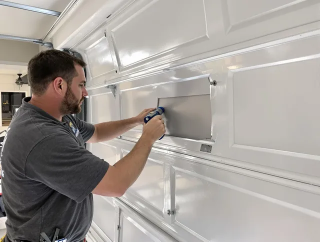 Garage door panel repair by Duxbury Garage Door Repair in Duxbury